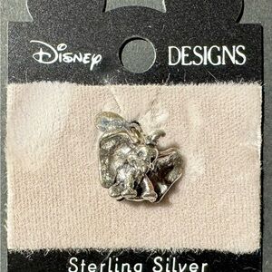 WALT DISNEY Sterling Silver Vintage Dumbo Elephant Minimalist 3D Charm Pendant